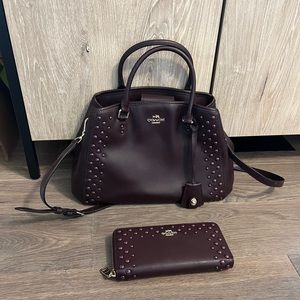 COACH studded leather Margot carryall and wallet set